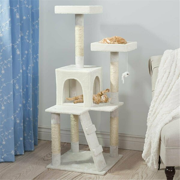 Daretocare 4 ft. Penthouse Sleep & Play Cat Tree - White DA3234947